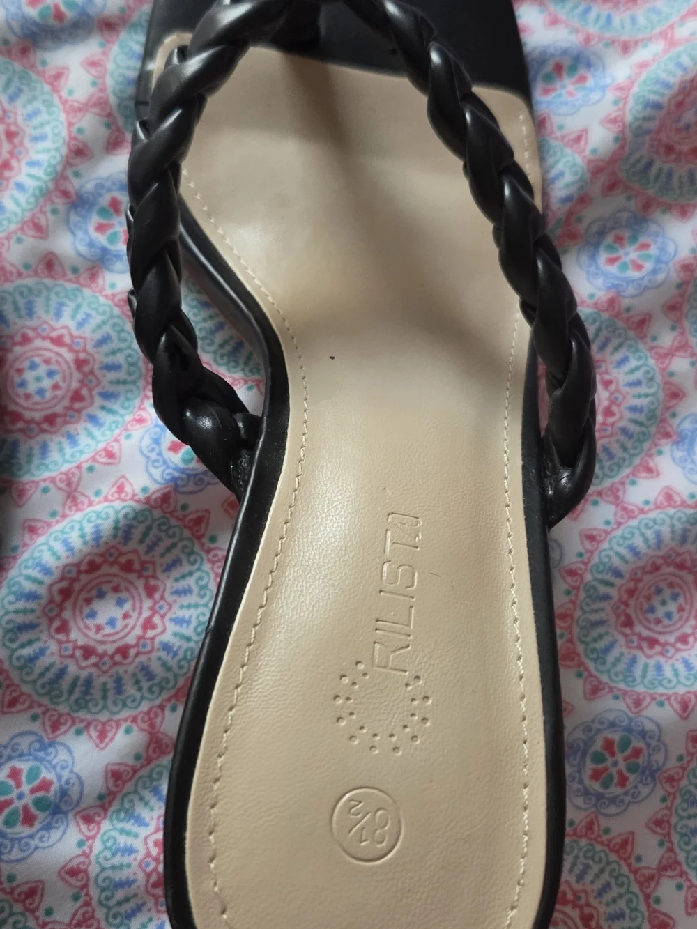 Black Braided Thong Sandals for Women